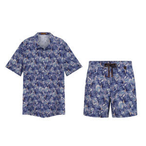 Linen Shirt & Shorts Set – Purple Floral Print