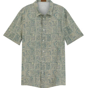 Linen Shirt  Blue Floral Print
