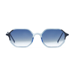 Two-tone Shiny Crystal Blue Sunglasses – Octagonal