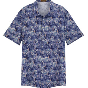 Linen Shirt Purple Floral Print