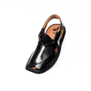 Black Patent Peshawar Zalmi Chappal – 09286