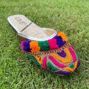 Rainbow Flat Ladies Khussa Shoes