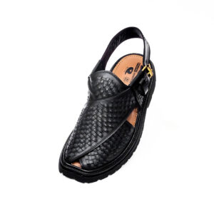 Black Peshawari Chappal with Vibram Sole – 09211