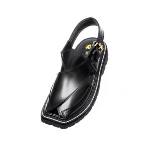 Black Peshawari Chappal with Vibram Sole – 09283