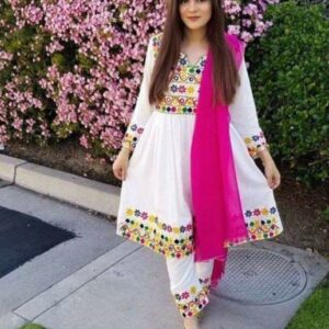 Floral White Afghan Clothes