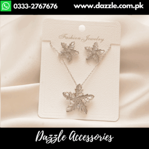 Floral silver necklace set