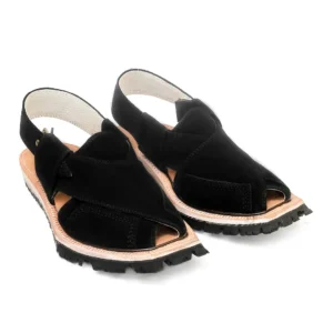 Black Suede Leather Norozi Shikari Chappal – 09256