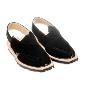 Handmade Black Suede Leather Norozi Chappal – 092137