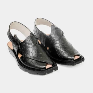 Printed Black Norozi Chappal With Double Sole – 09218