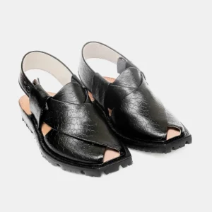 Printed Black Norozi Chappal With Double Sole – 09219
