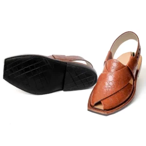 Handmade Printed Mustard Norozi Chappal With Single Sole – 092390