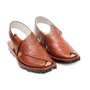 Printed Leather Mustard Norozi Chappal With Double Sole – 09214