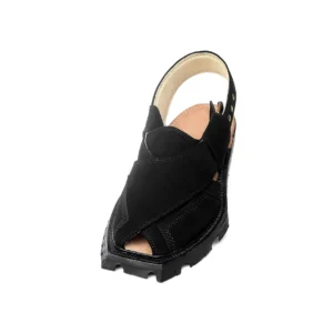 Black Suede Leather Norozi Shikari Chappal – 09257