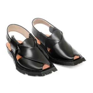 Handmade Black Quetta Norozi Shikari Leather Chappal – 09245