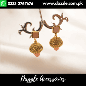 Vintage peach gold pearl drop Jhumki
