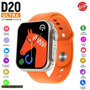 New D20 Ultra Bluetooth Smart Watch, Orange