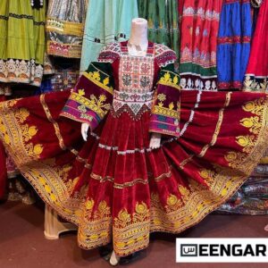 “Crimson Charm Afghan Vintage Dress”