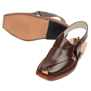 Handmade Brown Leather Norozi Chappal With Leather Sole – 09251