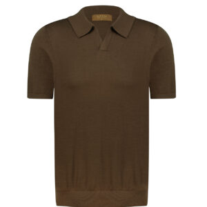 Merino Wool Polo Shirt –  Brown