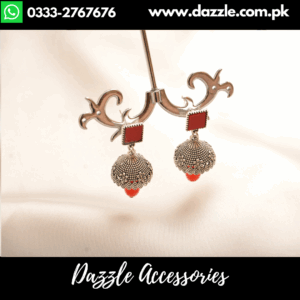vintage red pearl drop jhumki